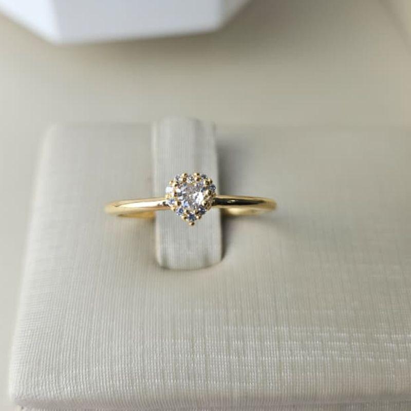 Anel Coração com Zircônias Folheado a Ouro 18k Azul, Verde, Vermelho, Cristal e Roxo