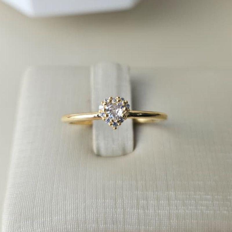 Anel Coração com Zircônias Folheado a Ouro 18k Azul, Verde, Vermelho, Cristal e Roxo