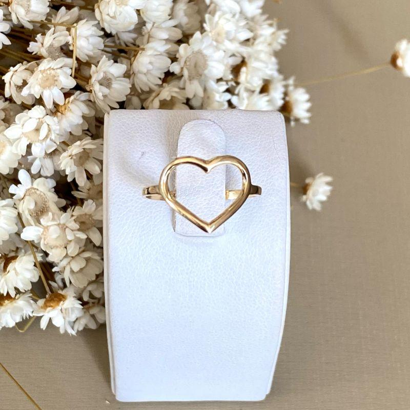 Anel Coração Vazado Minimalista Banhado a Ouro 18k  Anel Feminino Delicado com Design Moderno
