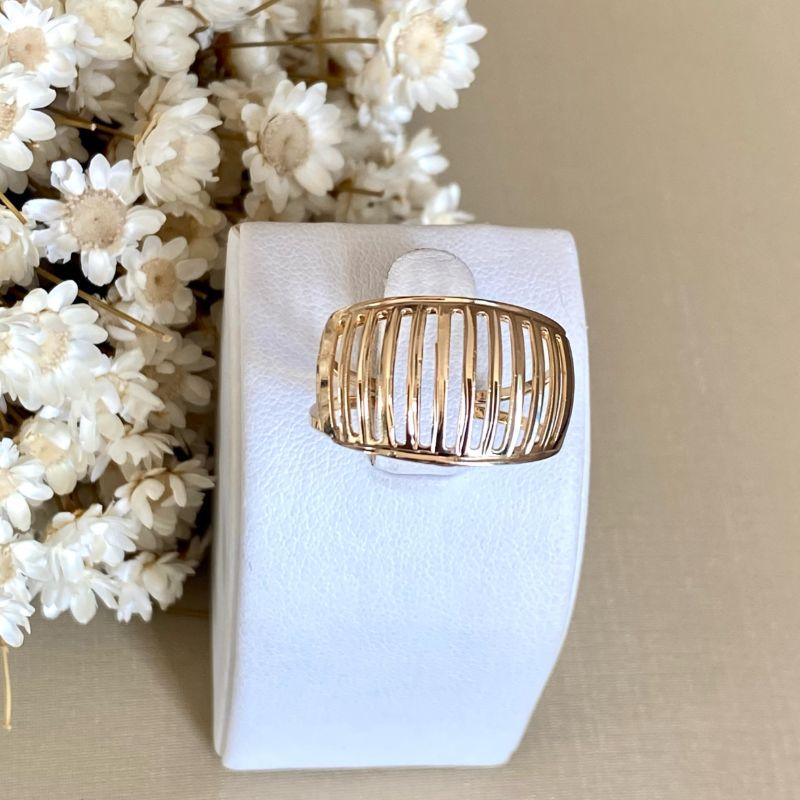 Anel Vazado Largo Banhado a Ouro 18k  Design Contemporâneo