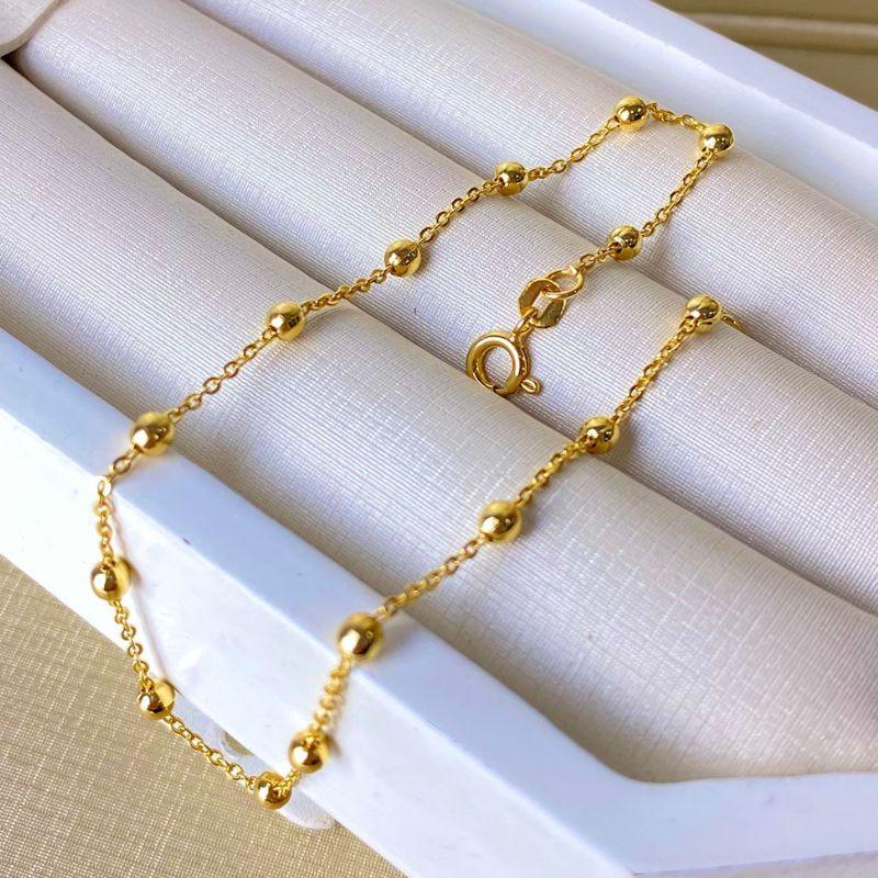 Tornozeleira Bolinhas Banhada a Ouro 18k com Fecho Bóia Tradicional 24 cm