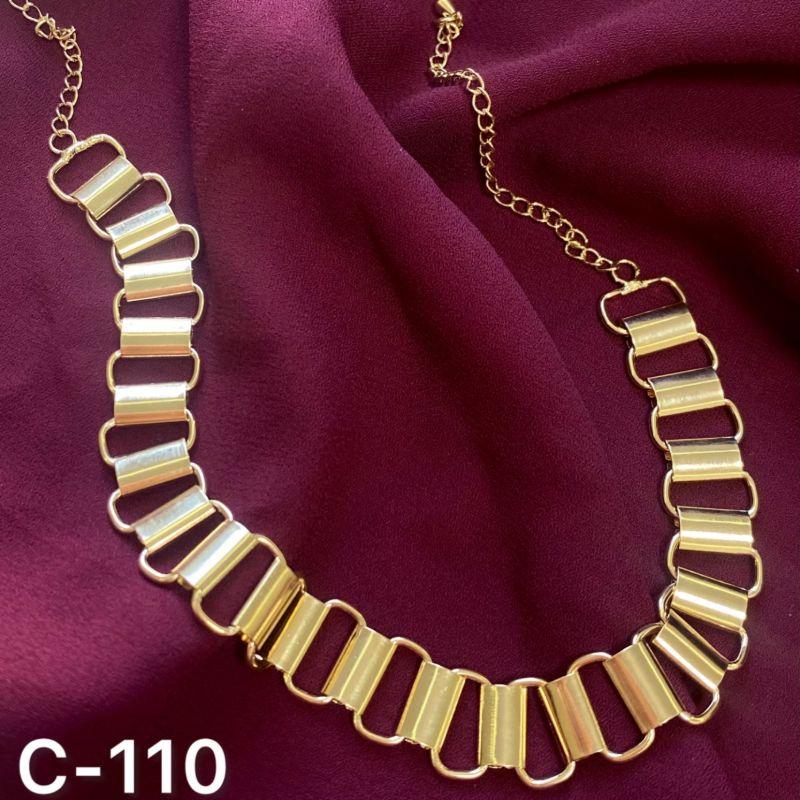 Corrente Chocker Feminina Estilo Sanfona 32cm Banhada a Ouro 18k