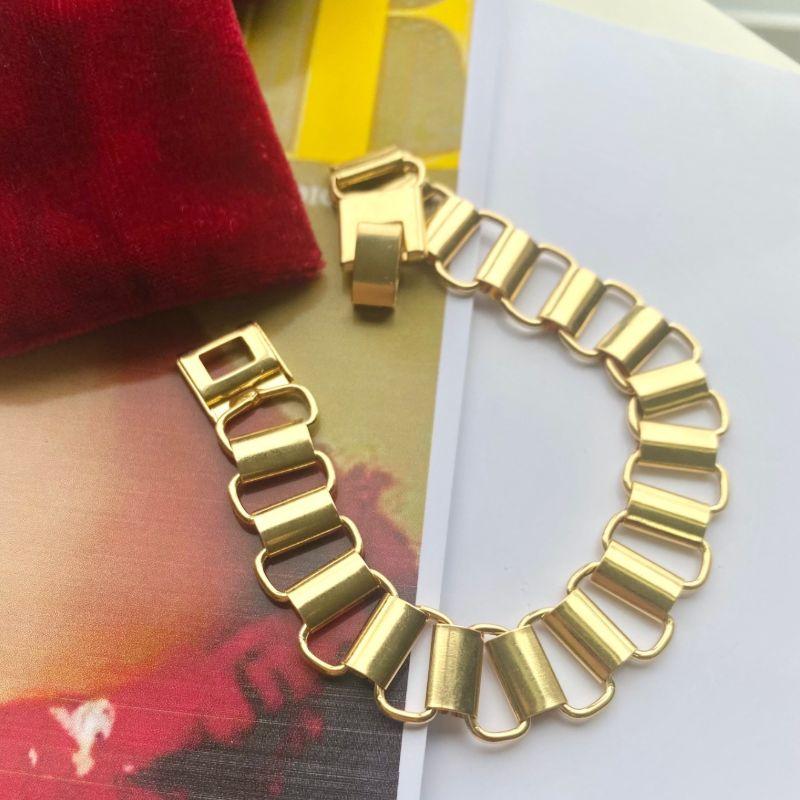 Pulseira Unisex Estilo Sanfona 18cm Banhada a Ouro 18k de Luxo