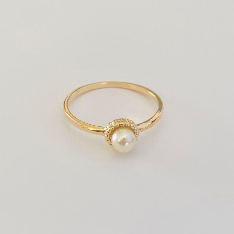 Anel Infantil e de Falange Banhado a Ouro 18k com Pérola