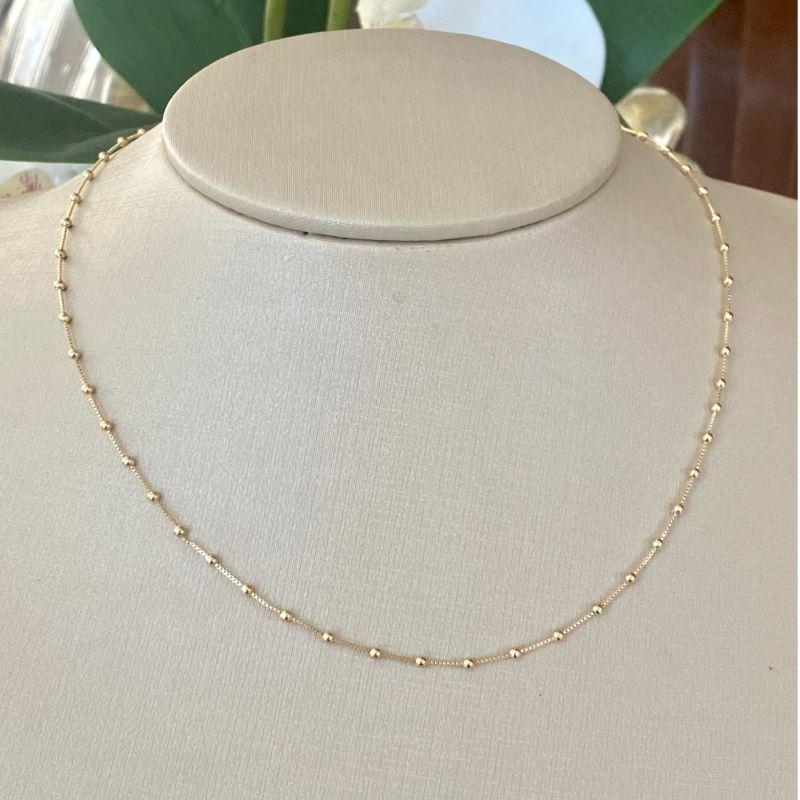 Corrente Bolinha 2mm Banhada a Ouro 18k  Opções 40cm, 45cm e 50cm 60cm, Delicada e Moderna