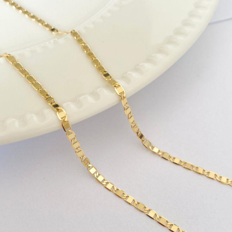 Corrente Masculina Piastrini 3mm  Banhada a Ouro 18k  Elegante, Moderna e de Alto Brilho